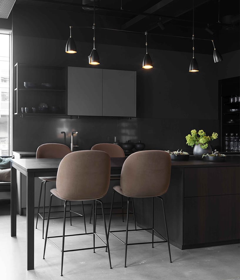 Gubi Beetle Bar Chair - Fully Upholstered, Conic base