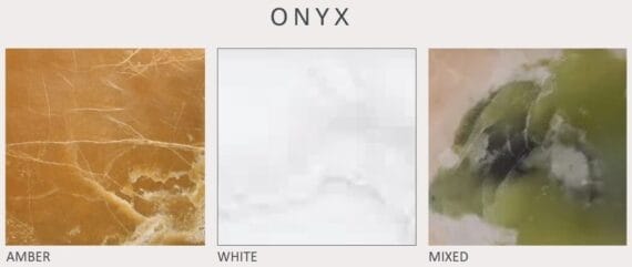 De ulike typene sten man kan velge på Donya lampen